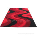 Red / Black Hand-tufted Polyester Shaggy Rug, Modern Floor Area Carpet Rugs